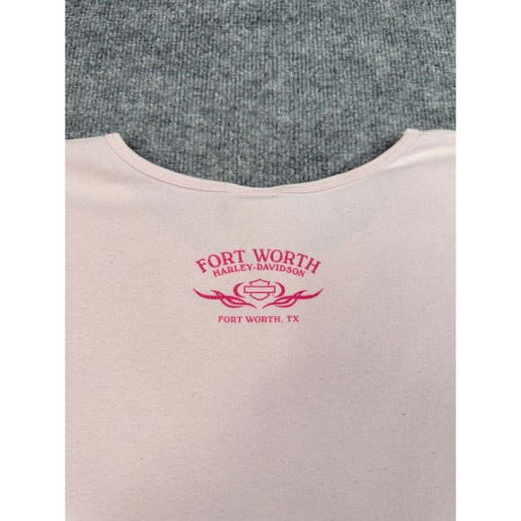 Harley-Davidson Womens Pink Tee XL Logo Fort Worth Made USA RK Stratman - Picture 14 of 16
